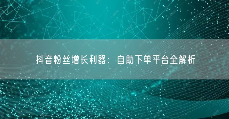 抖音粉丝增长利器：自助下单平台全解析